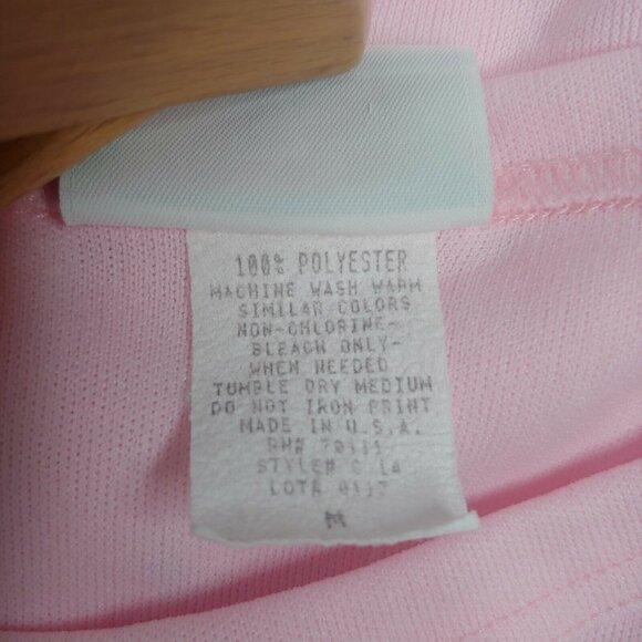 Vintage Haband For Her Medium Shirt Short Set Outfit Light Pink Floral Polyester - Picture 6 of 9